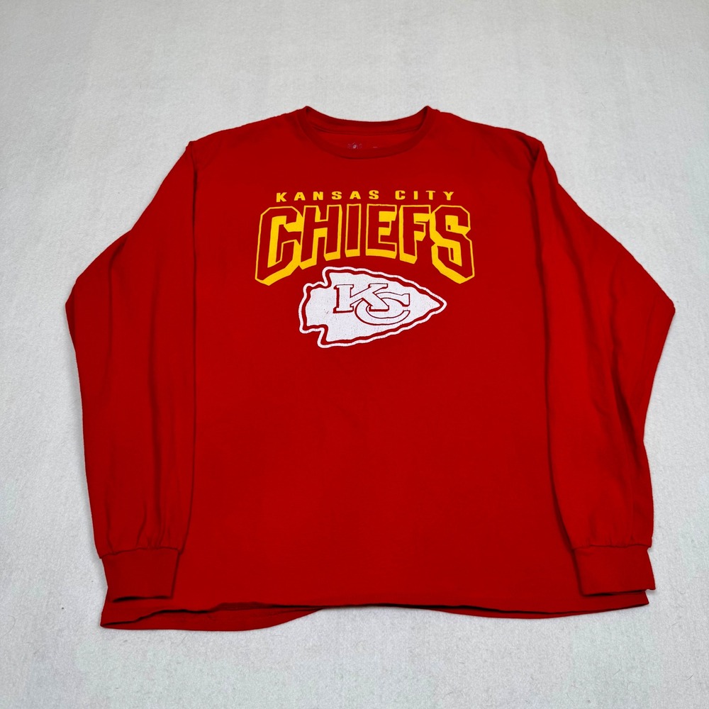 NFL Team Apparel Kansas City Chiefs Red Long Sleeve Graphic T-Shirt Mens Large